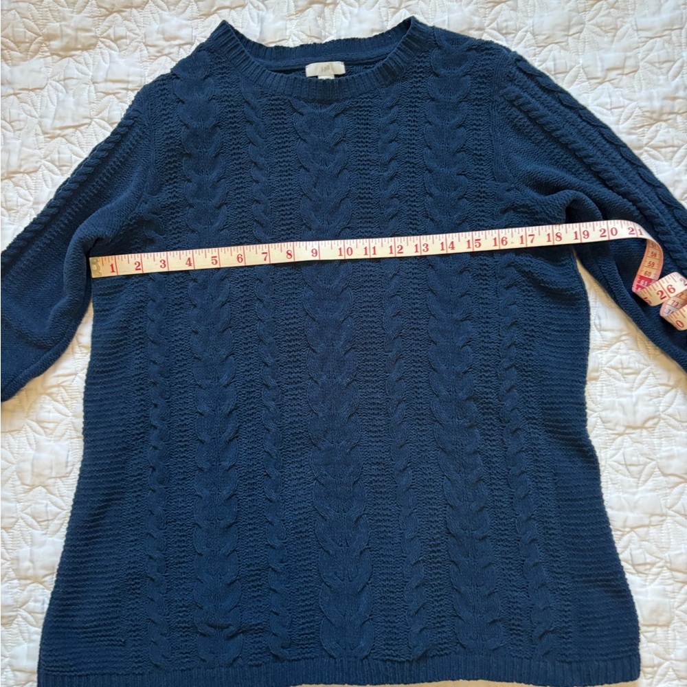Cable Knit Sweater Tunic in Teal Blue Petite Medium - Picture 4 of 6
